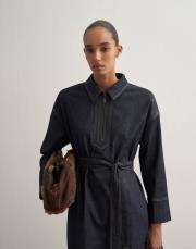 fermuarlı denim elbise lacivert 5