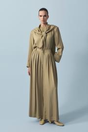 evan asetat fularlı bluz pantolonlu takım yeşil 2