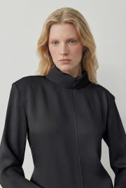 lima parça detaylı asetat etekli takım siyah