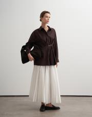 %100 koton metal tokalı gömlek kahve 3