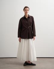 %100 koton metal tokalı gömlek kahve 4