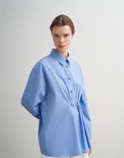 %100 koton metal tokalı gömlek mavi