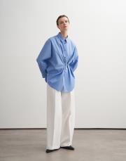 %100 koton metal tokalı gömlek mavi 2