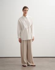 %100 koton metal tokalı gömlek ekru 2