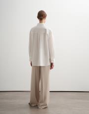 %100 koton metal tokalı gömlek ekru 4