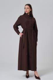 palm pamuk elbise kahve 2