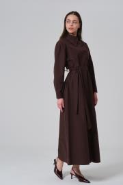 palm pamuk elbise kahve 3