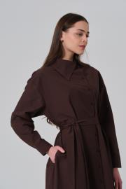 palm pamuk elbise kahve 4