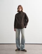 yüksek yaka çıtçıtlı gömlek ceket haki