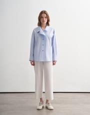 yüksek yaka çıtçıtlı gömlek ceket mavi 4