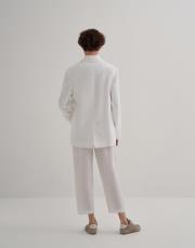 %100 keten blazer ekru 4