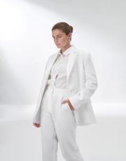 %100 keten blazer ekru 5