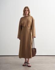 %100 keten anvelop kesim etek camel