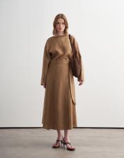 %100 keten anvelop kesim etek camel 2