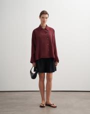 %100 keten reglan kol gömlek bordo