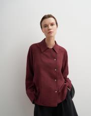 %100 keten reglan kol gömlek bordo 4