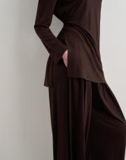 bağcık detaylı rayon bluz kahve 4