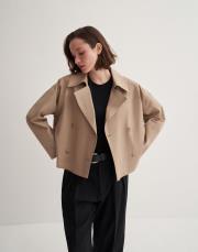 kk desıgn kruvaze kısa trençkot camel