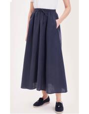 keten beli lastikli etek lacivert 2