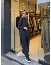 bağcık detaylı bluz indigo