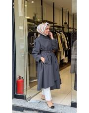 ekose detay trenchcoat gri 2