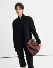 asimetrik kesim krep blazer siyah 4