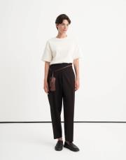 önden dikişli slouchy pantolon kahve