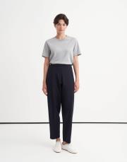 önden dikişli slouchy pantolon lacivert