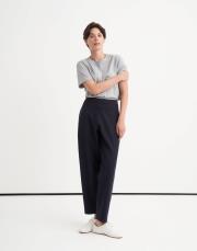 önden dikişli slouchy pantolon lacivert 2