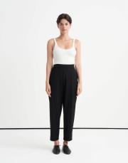 önden dikişli slouchy pantolon siyah