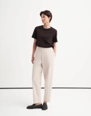 önden dikişli slouchy pantolon taş
