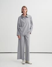 yüksek yaka interlok sweatshirt gri