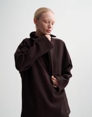 yüksek yaka interlok sweatshirt kahve