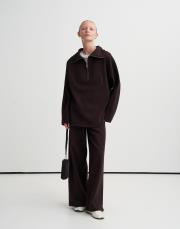 yüksek yaka interlok sweatshirt kahve 2