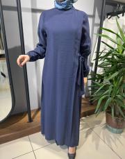 invee yandan bağcıklı elbise lacivert