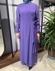 invee yandan bağcıklı elbise mor