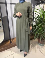 invee yandan bağcıklı elbise yeşil