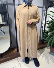 invee fermuarlı kap bej