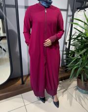 invee fermuarlı ferace bordo